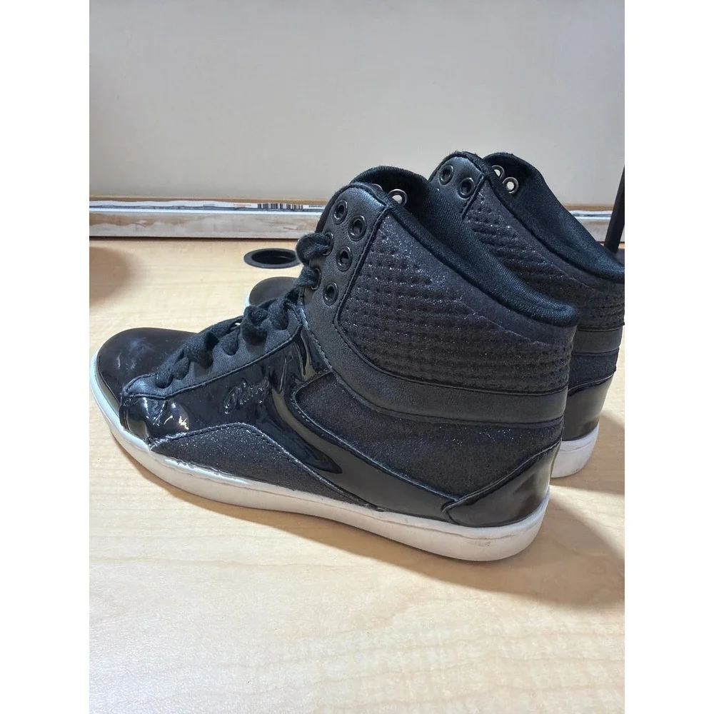 Pastry Glam Pie Black Patent Glitter High Top Dance Sneakers Womens 6.5 PA151000